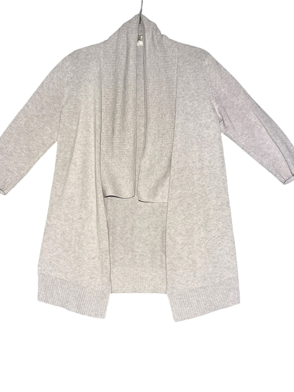 EILEEN FISHER Oatmeal Organic Cotton Open Front Draped Cardigan Petite Small PS